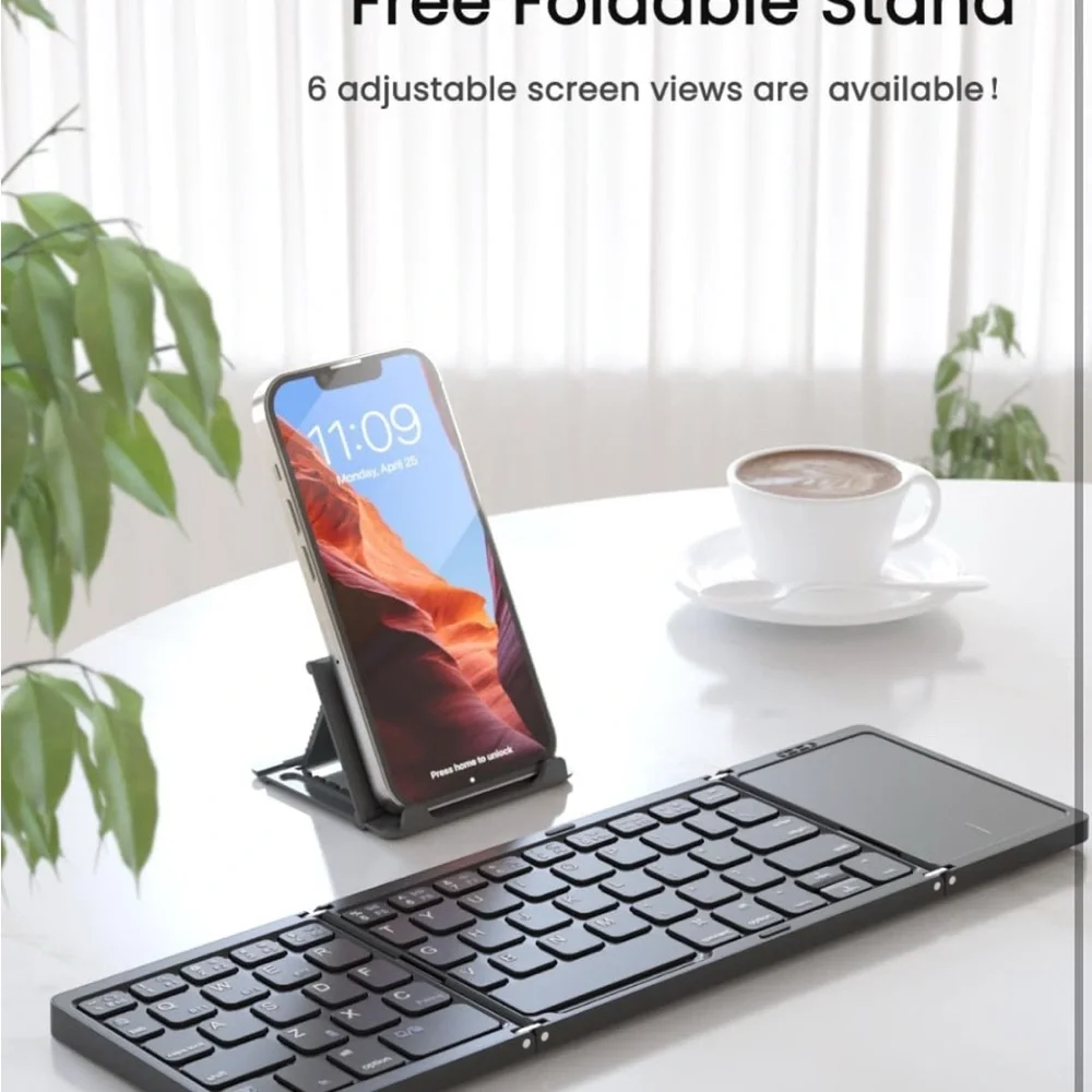Foldable Bluetooth Keyboard, Folding Portable Wireless Keyboard w/touchpad
